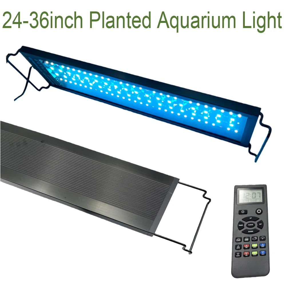 

Remote Control LED Aquarium Light Waterproof DIY Customizable Full Spectrum Timer Brightness For 24-36inch Fish Tank