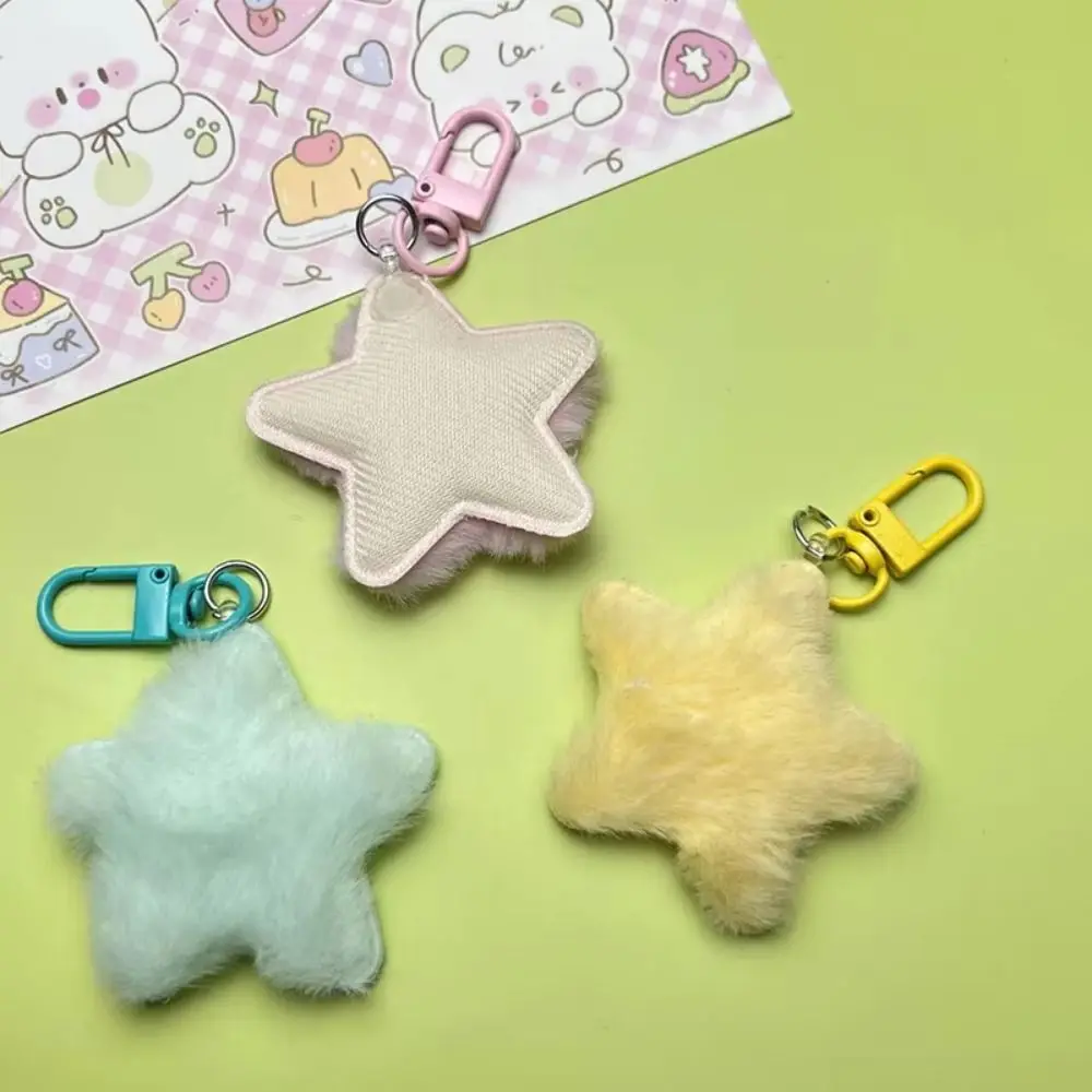 Fluffy Fur Multicolour Star Key Ring Pentagram Plush Doll Stars Plush Keyring Pom Pom Starfish Fluffy Stars Backpack Pendant