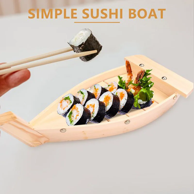 

Wooden Sushi Tray Sashimi Boat Dry Ice Boat Sashimi Platter Sushi Tableware Japanese Cuisine Wooden Sushi Boat Bamboo Sushi Tool