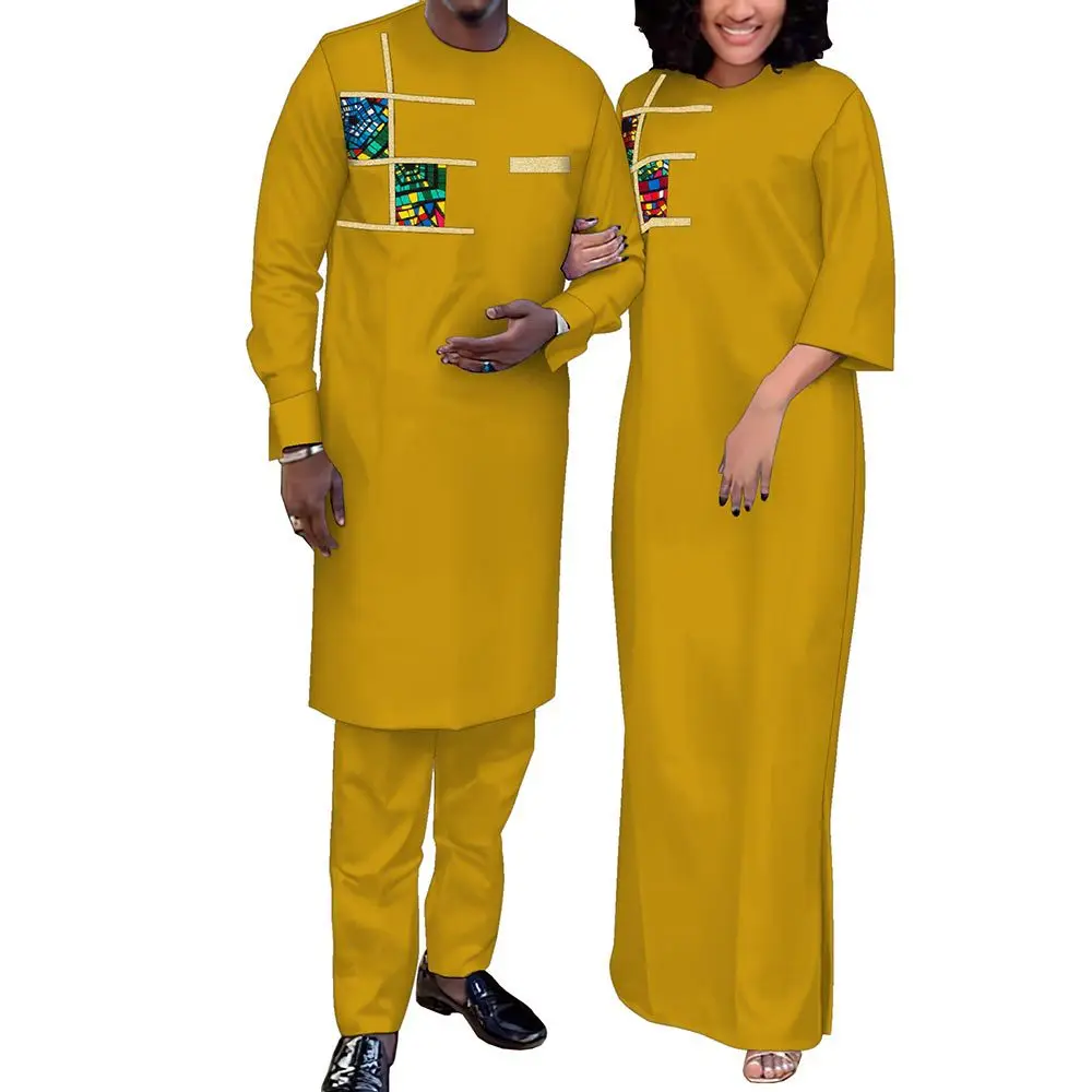 

Sale Dashiki African Print Robe Dresses for Women Matching Couple Clothes Wedding Party Men Outfits Kaftan Shirt and Pant Sets