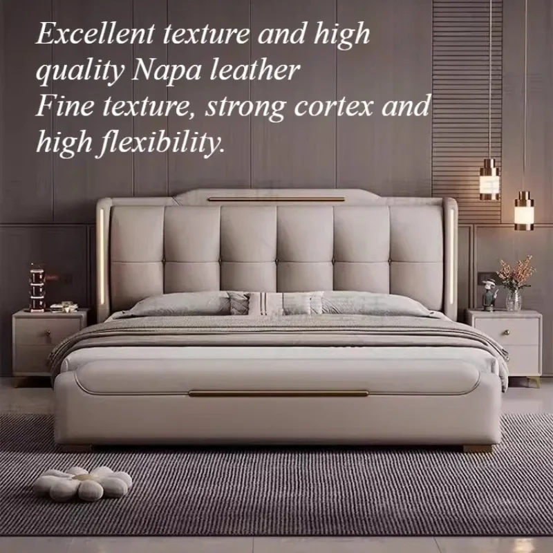 Floor 2 People 180x200cm Bed Luxury Double Adults Family Bed Frames Full Size Headboard Storage 150x200cm Home Bedroom Furniture