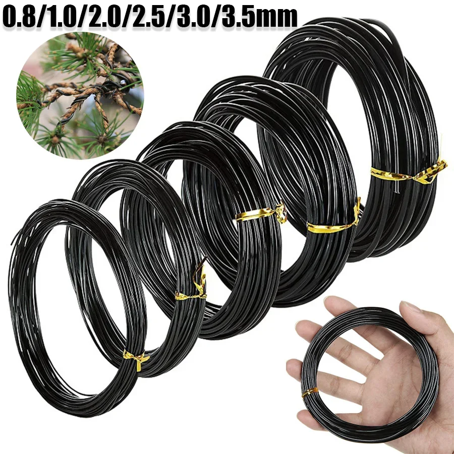 

0.8mm 1.5mm 2.5mm 3.0mm 3.5mmx5meters Black Bonsai Wire Anodized Aluminum Bonsai Training Wire Garden DIY Tools for Plant Shapes