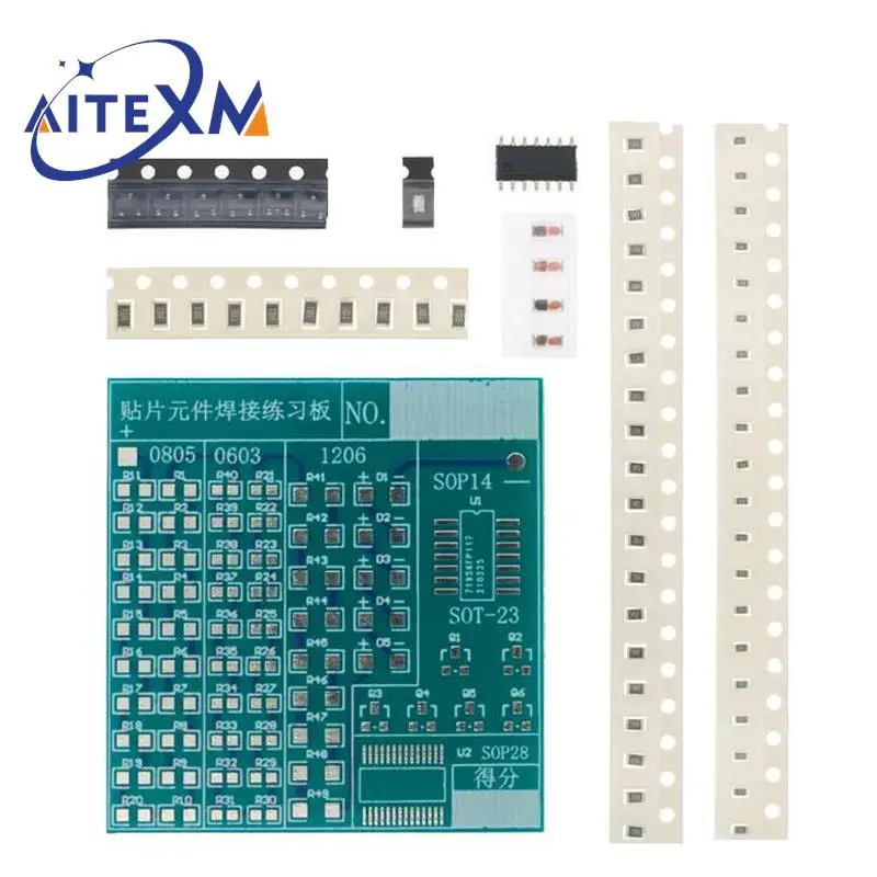 DIY Circuit Board PCB SMT SMD Soldering Practice Board DIY Kit Fanny Skill Training Electronic Suit 77PCS components YANXD