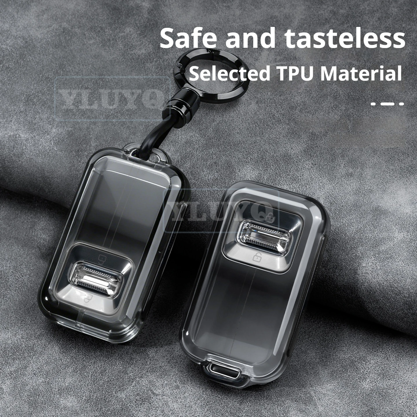 For 2026 ZEEKR 001 TPU Key Case Black Key Protection Cover Scratch-Resistant Shell Buckle Ring Car Interior Accessory