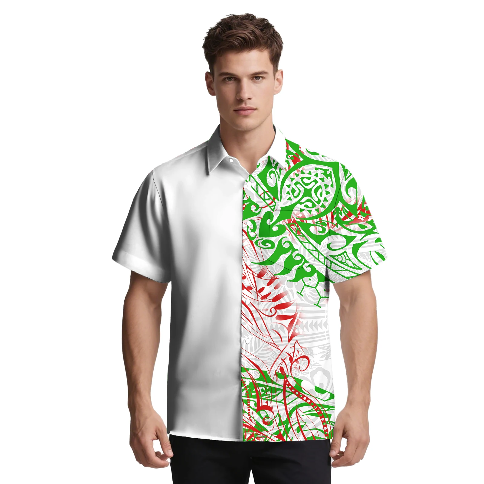 ساموا القبلية نمط شعار مخصص الملابس تابا العرقية تصميم مريح الرجال قميص البولينيزية زر قميص هاواي ألوها الرجال قميص #1