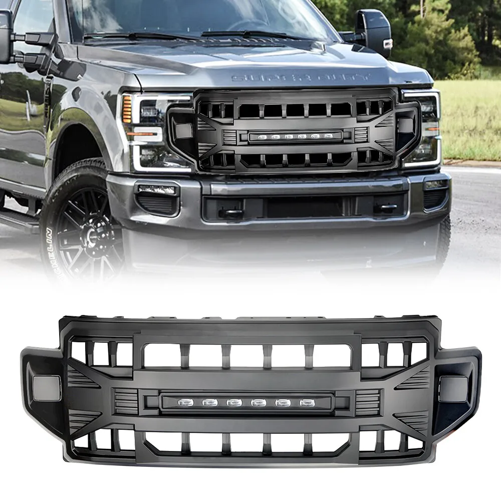 

Matte Black Front Armor Style Grille Grill For 2020 2021 2022 Ford F250 F350 Super Duty Accessories Car Grills Bumper Plastic