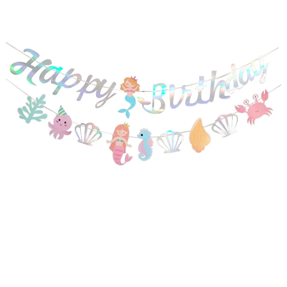 Meerjungfrauen-Partybanner-Girlande, stehender Meerjungfrauen-Ballon, Kinder-Mädchen-Geburtstagsdeko-Banner, Babyparty-Meerjungfrauen-Geburtstagsdekoration – Detail 2