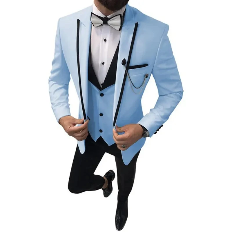 Costumes d\'affaires décontractés coupe couvertes pour hommes, smokings à revers, gris, vert, ivoire, marié, mariage formel, blazer, pantalon, émail