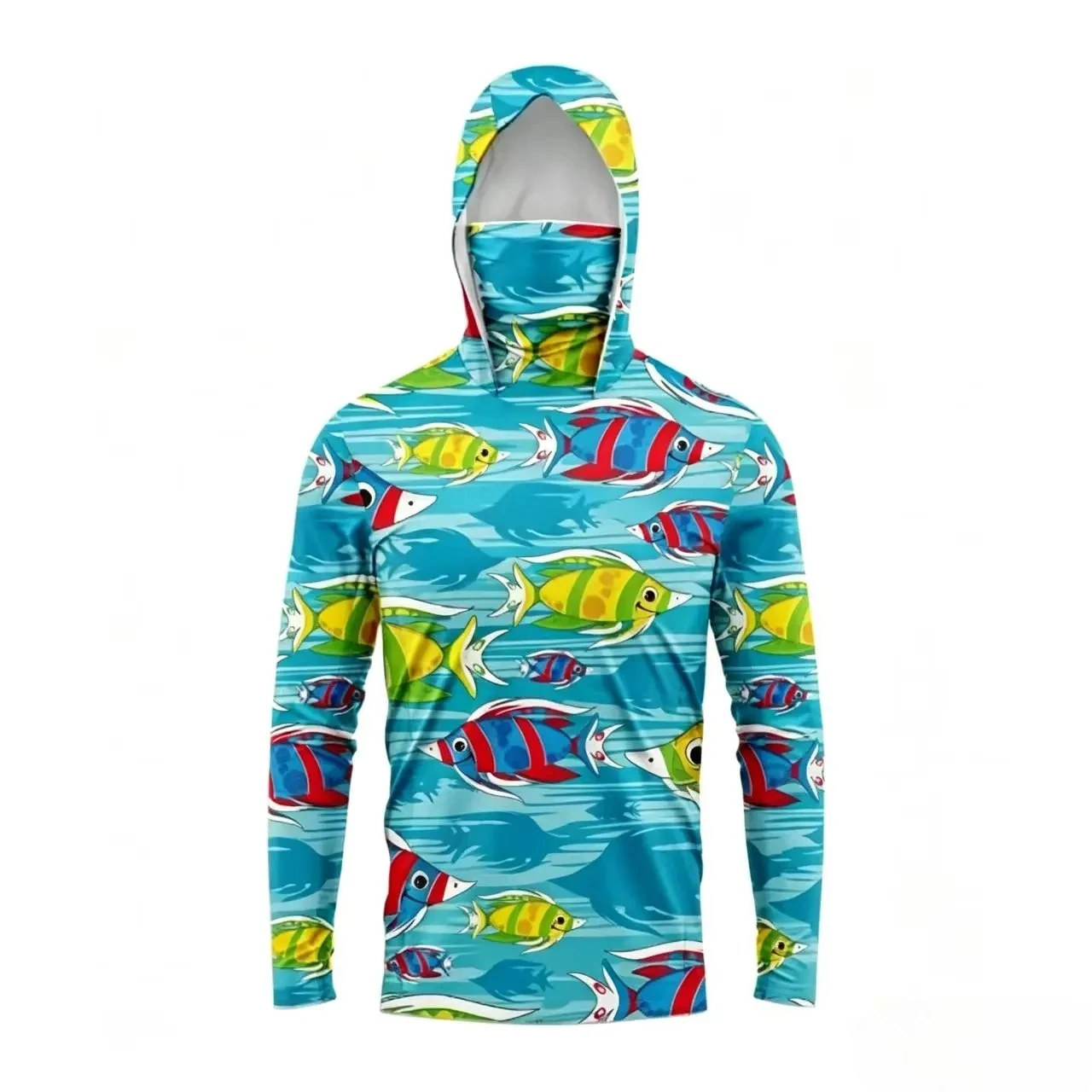 New Men's and Women's Hooded Fishing Shirts with Face Shields, Quick Drying Sun Protection Long Sleeved Fishing Clothes
