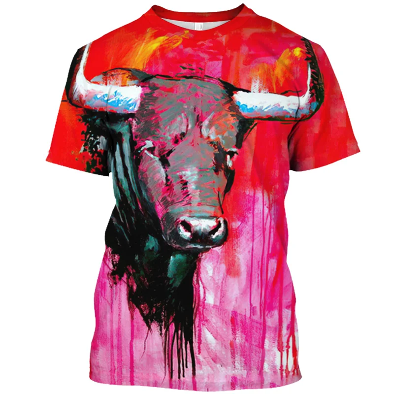 Summer Bullfight 3D Print T-Shirts Streetwear Men Fashion Casual Oversized O-Neck Short Sleeved T Shirt Tees Tops Clothing