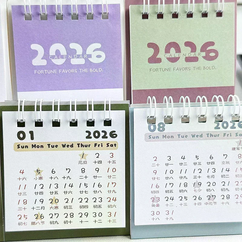

2026 Mini Simple Calendar Small Desk Calendar Creative Coil Calendar Planner Desktop Decoration Office Stationery