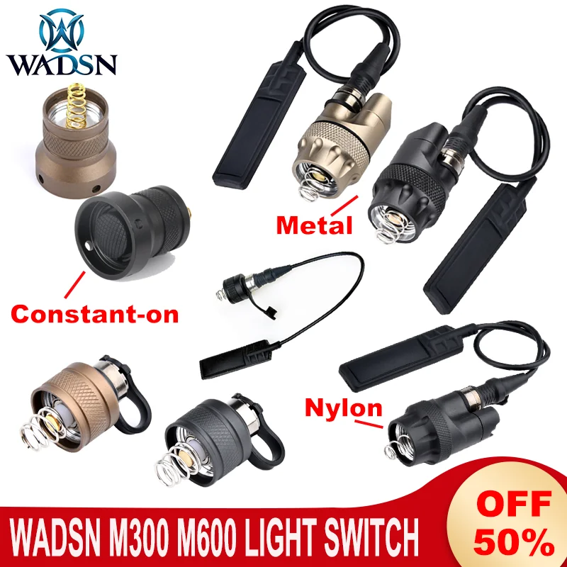 

WADSN M300 M600 Flashlight Tail Cap Switch Airsoft M300C Surfire Hunting Spotlight Metal End Cap Dual Function Pressure Switch