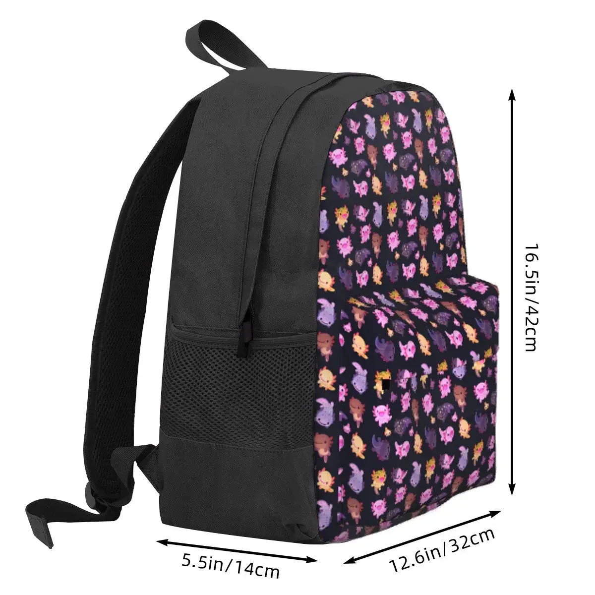 Happy Axolotl Backpack Daypack Large Capacity Children BookBag School Bag Shoulder Bags for Men Women