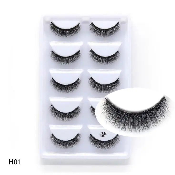 NEU 5 Paar Handgefertigte 3D Nerzwimpern Kurze Falsche Wimpern Kreuzförmig Unordentlich Dicht Natürlich Augenwimpern Bühnen-Make-up Falsche Wimpern – Detail 8