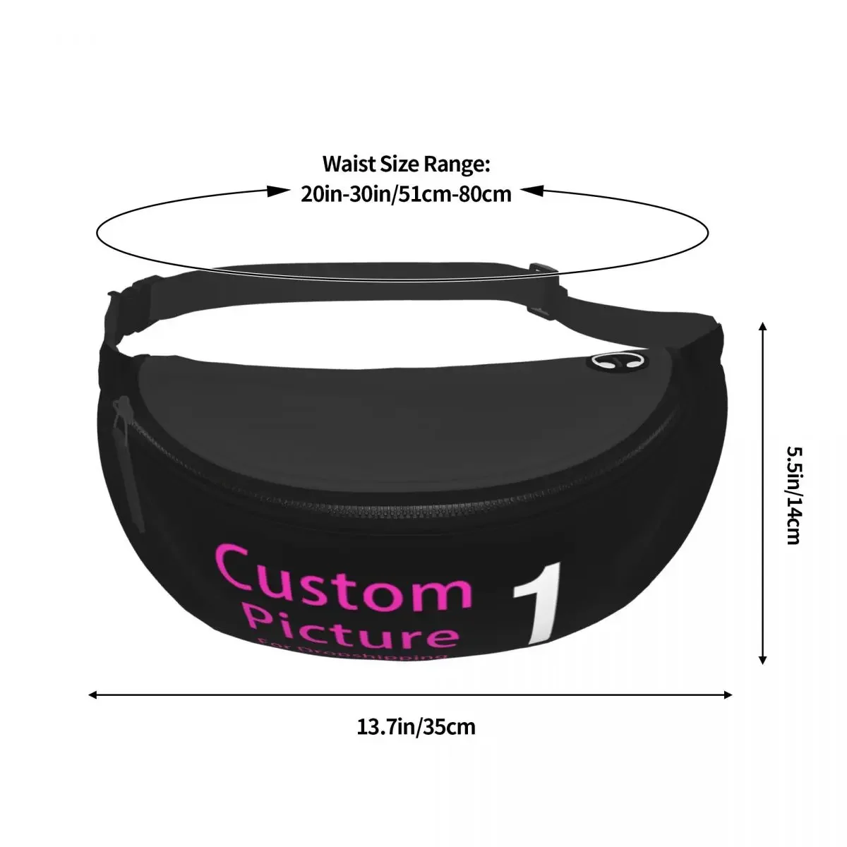 Homens e mulheres Custom Your Photo Logo Fanny Pack, Crossbody Saco da cintura, Phone Money Pouch, Ciclismo, Camping, personalizado DIY Print