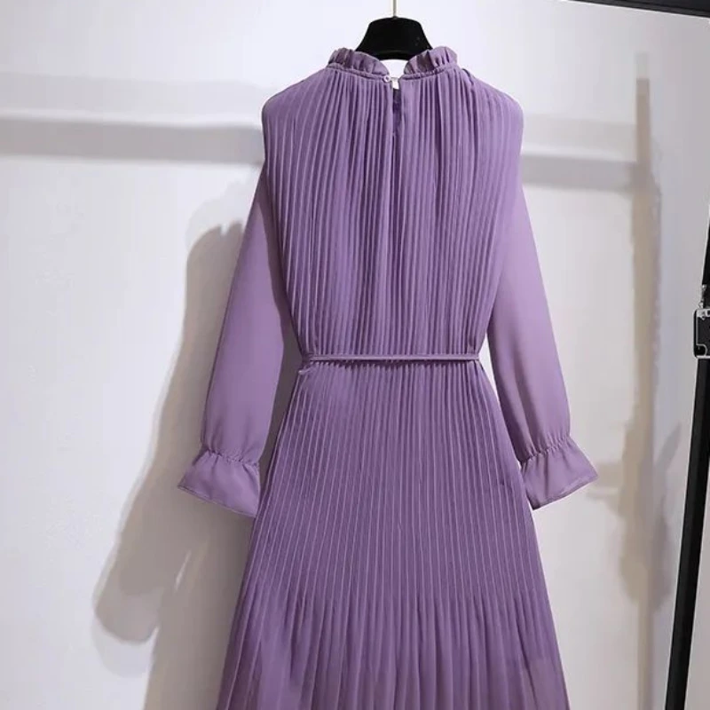 Purple Dresses for Women 2024 Woman Dress Midi Silk Satin Chiffon Clothes New Features of Sale Outfits Fashion Retro Hot X Xxl G