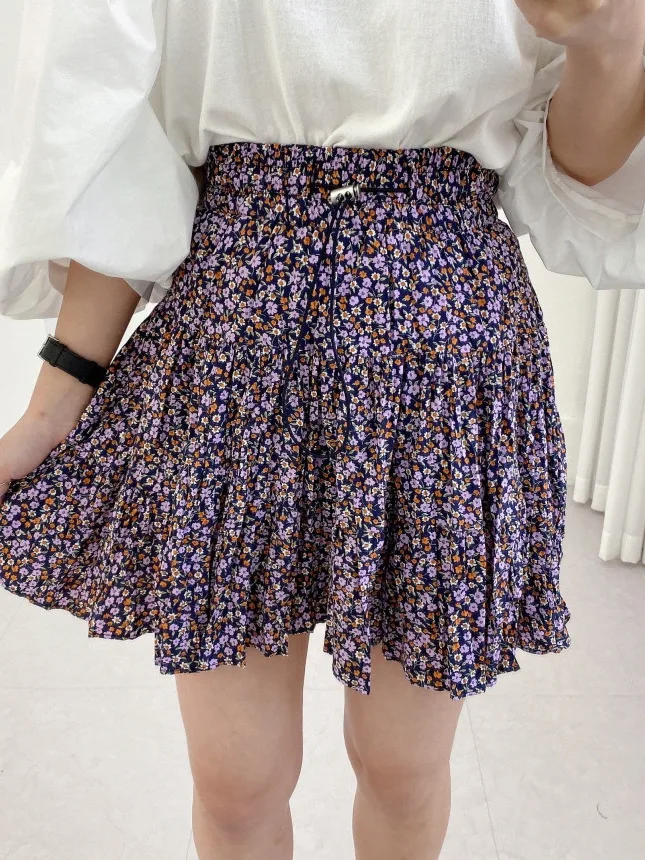 

Ele Floral Print High Waist ort Skirt Women's Faionable Vintage Design Sensation Elastic Waist f Body Skirt