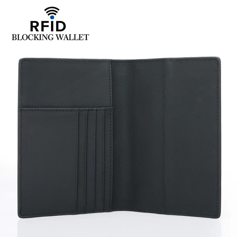 RFID Top Grain Leather Passport Holder Personalized Engraved Travel Wallet Anti-Theft Document Organizer for Men Women - view 4