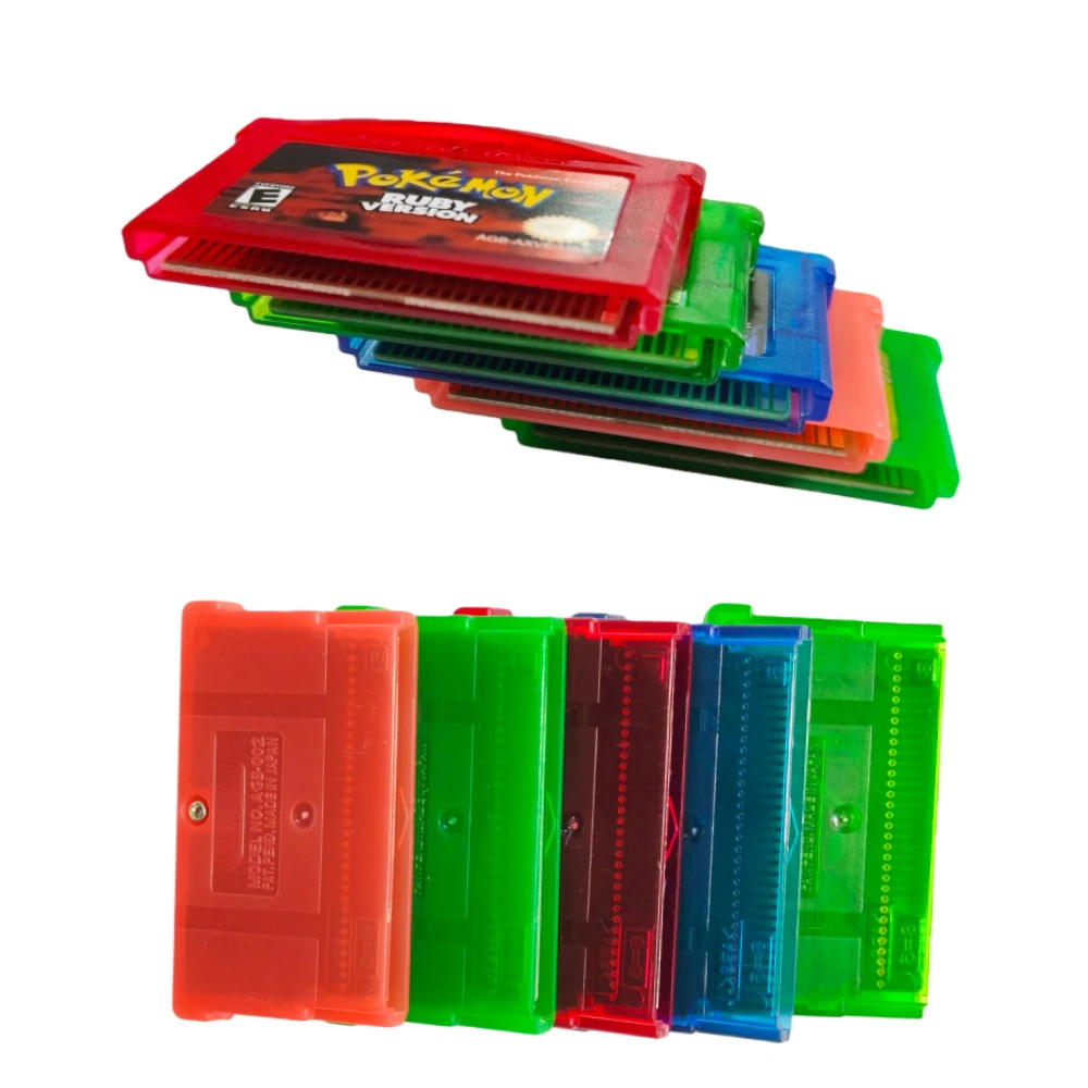 For 32 Bit Video Game Collection Game Cards Boxed Pokemon Series Emerald FireRed Leafgreen Ruby Sapphire 5 Versions GBA Game