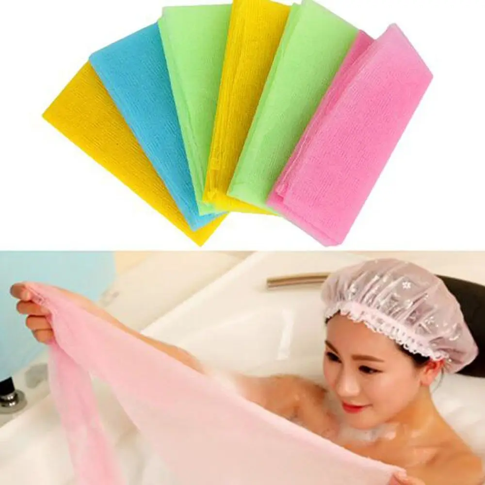 Long Nylon Exfoliating Bath Towel Stretch Thickened Back Scrubber Shower Sponge Remover Deep Clean Bathroom Accessories