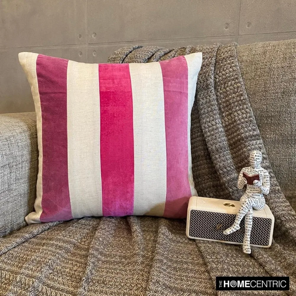 أغطية وسائد مخملية مرقعة، 20 × 20 بوصة، أغطية وسائد تحجب اللون الوردي، مجموعة من 2