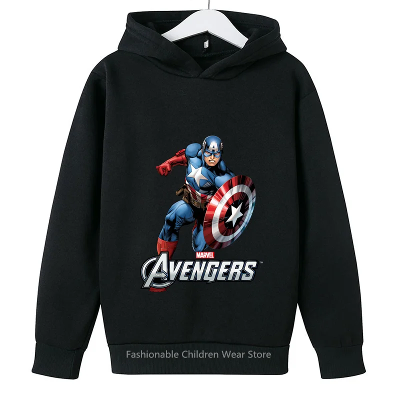 

Marvel Avengers Q-Style Captain America Cartoon Kids' Pullover Hoodie - Stylish & Warm for Autumn/Spring