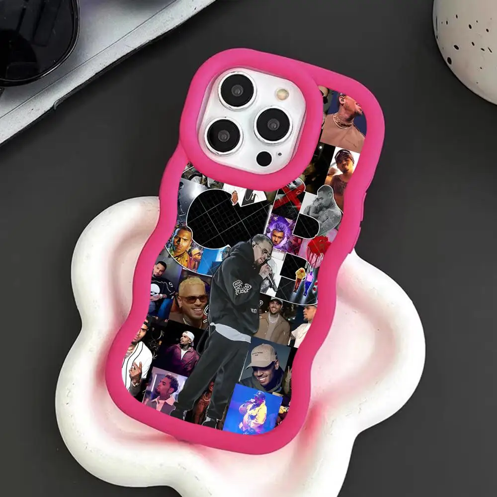 

Chris Brown Mobile Phone Case for iPhone 17 16 15 14 13 12 11 Air Pro Max Plus Wavy Edge TPU Colorful Cover Cover Luxury Pretty