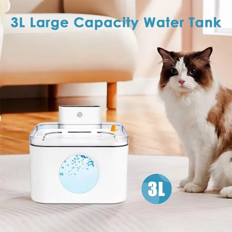 3L Wireless Pet Water Fountain 5200mah Battery Power Smart Sensor Silent Filtration Automatic Dog Water Fountain Cat Products