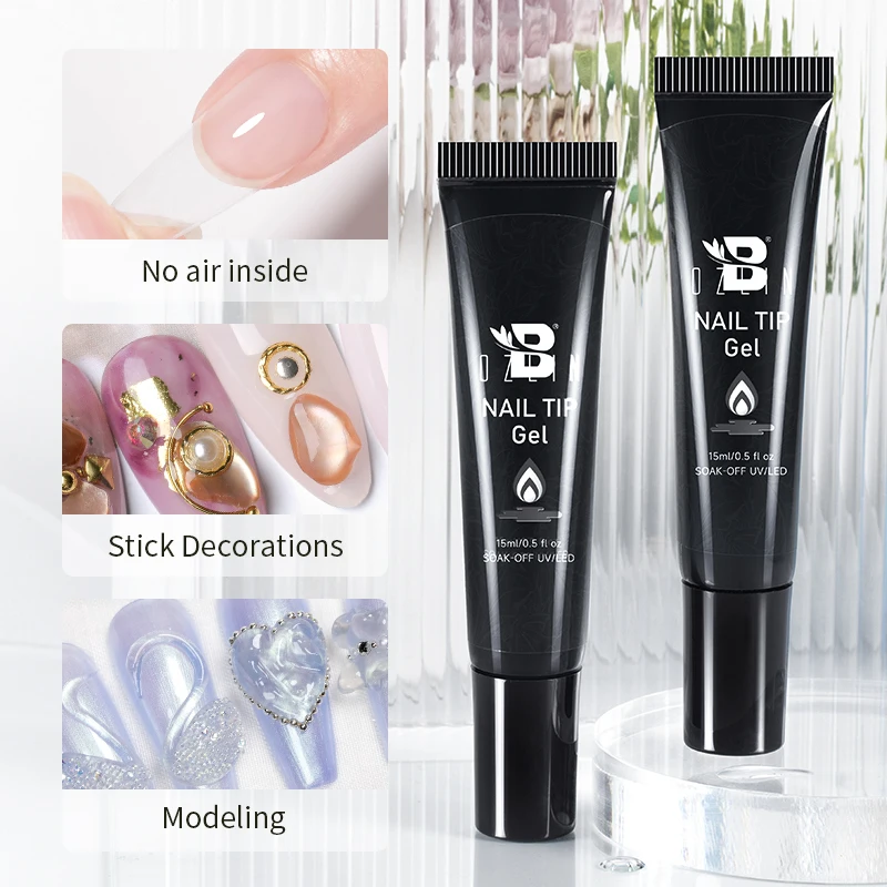 Nail Tip Gel 15ml Multi-function Nail Glue Gel Soak Off UV LED Nail Tip Adhesive Rhinestone Decoration Sticker 3D Modeling Gel