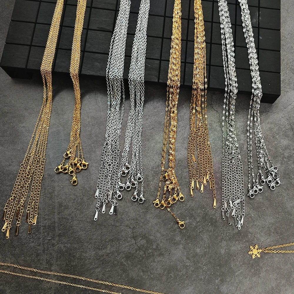 10pcs/Lot 316L Stainless Steel Necklaces Link Chains Necklace Choker Necklace for Women Choker For Jewelry Making Wholesale
