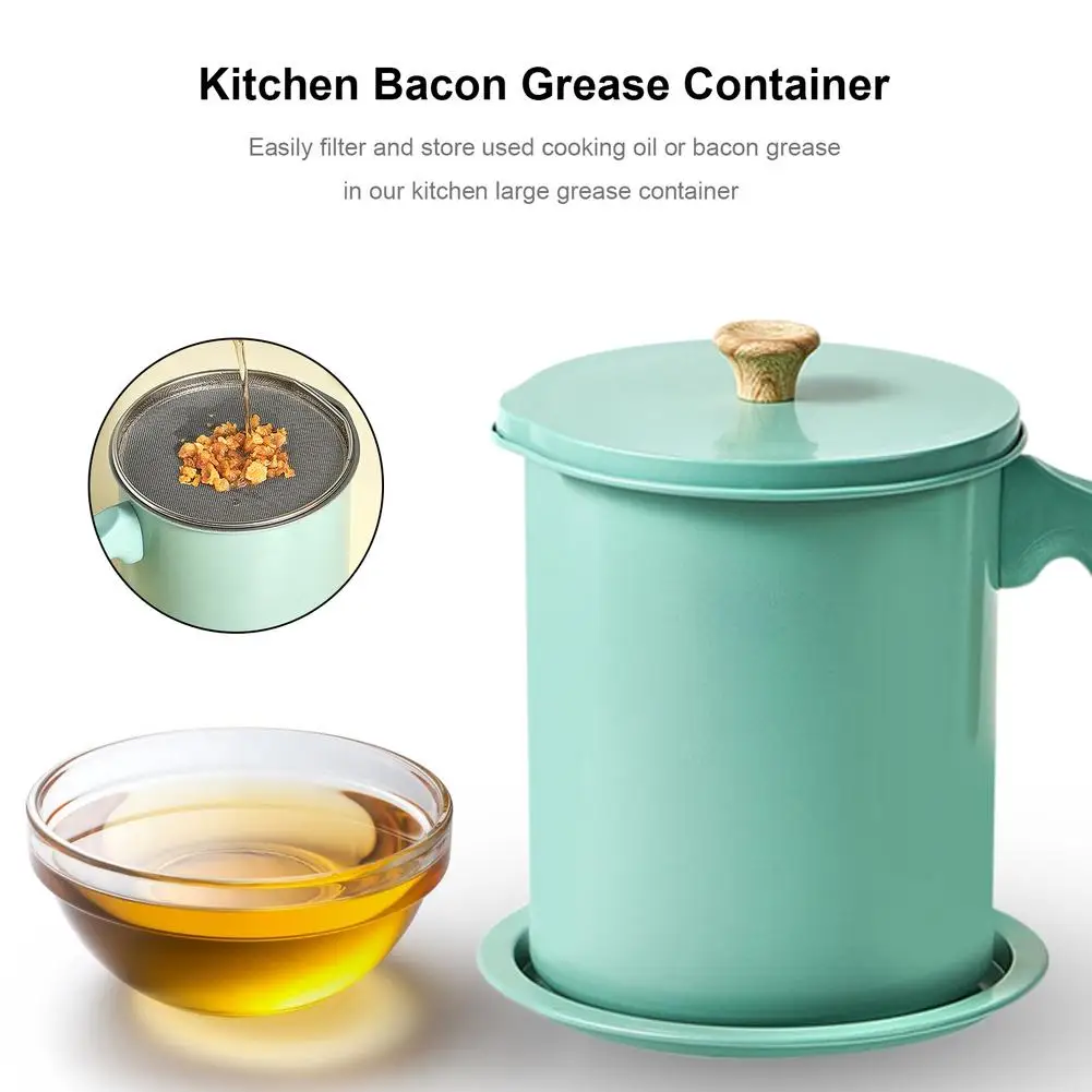 1.4L Oil Storage Grease Keeper For Kitchen Bacon Grease Container Home Filtering Cooking Oil Can Cooking Oil Can Easy Pouring