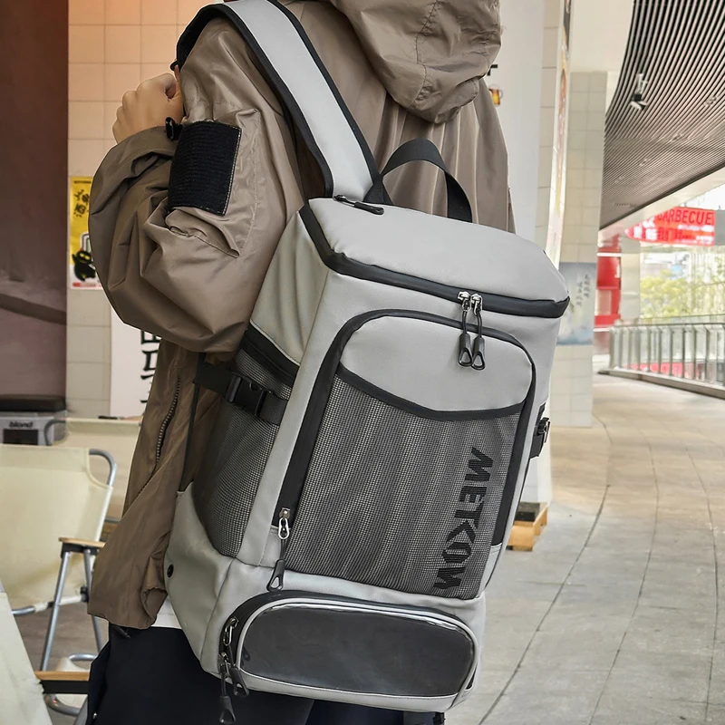 Sports Backpack Outdoor Basketball Soccer Storage Rucksack Large Capacity Travel Daypack with Shoes Compartment Gym Backpack Men