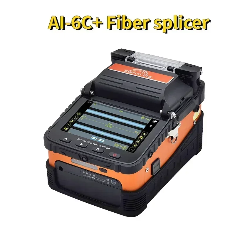 

AI-6C Fiber splicer 6 Motors Signal Fire Optical Fiber Fusion Splicer New Splicing Machine Core Alignment 5200mAh battery