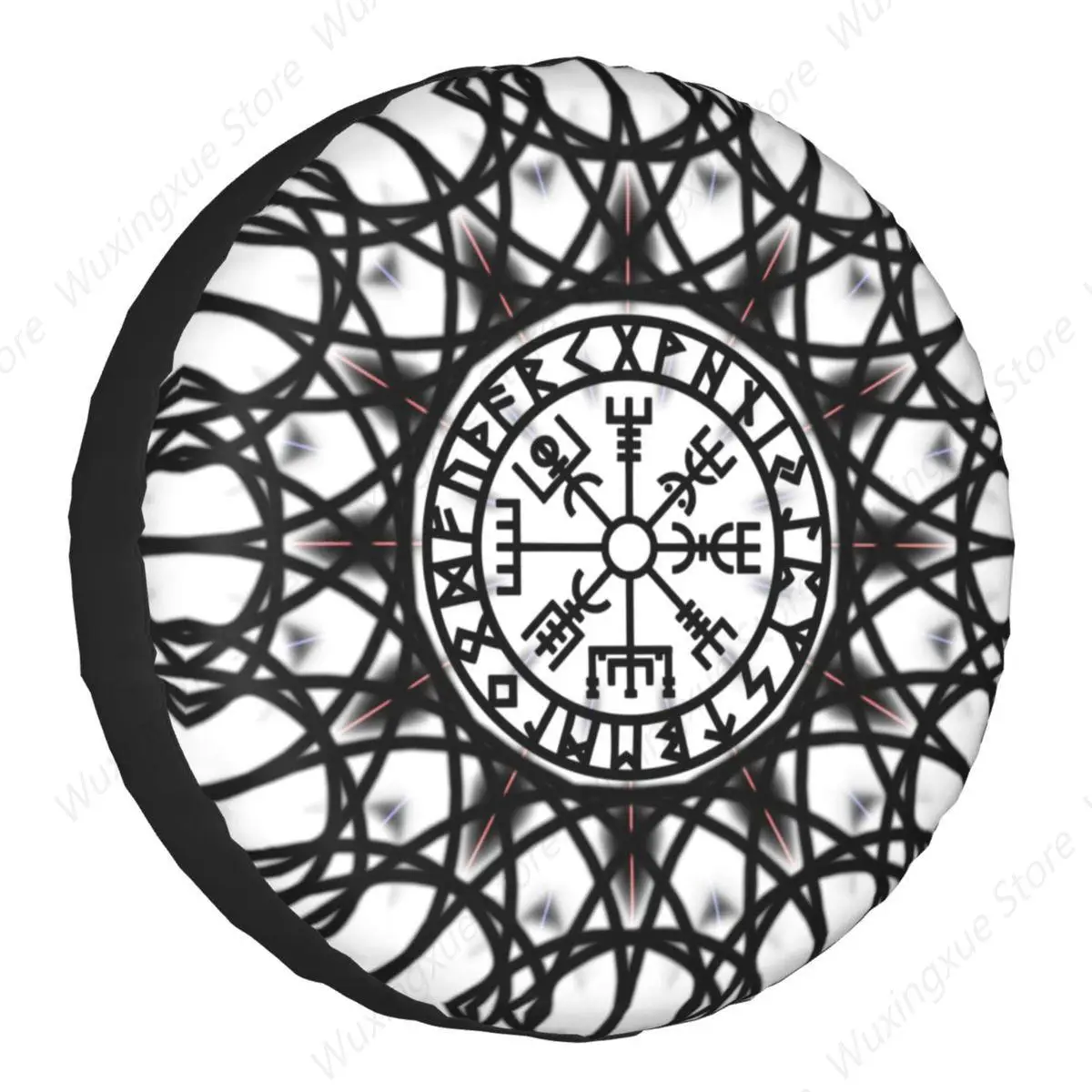 Vegvisir Futhark Runes Compass Vikings Spare Tire Cover for Jeep Pajero Viking Valhalla Car Wheel Protectors 14