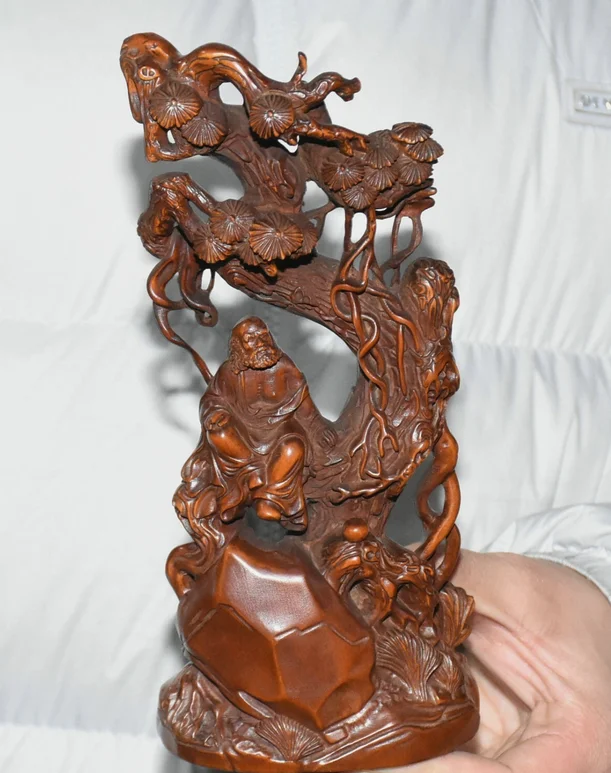 8.2''Old Boxwood Carving Rohan lohan Arhat Damo Bodhidharma Dharma Buddha