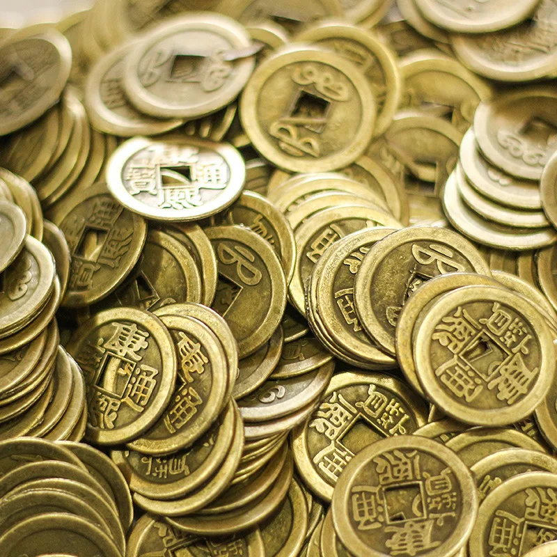 50 Pcs Antique Coins Craft Feng Shui Coins Ancient Chinese I Ching Coins For Health Wealth Charm