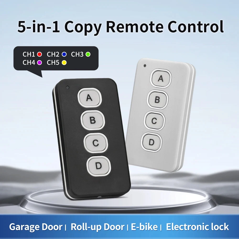 Universal 5-in-1 paired remote control suitable for garage doors  roller shutter doors electric bicycles electronic locks and  e
