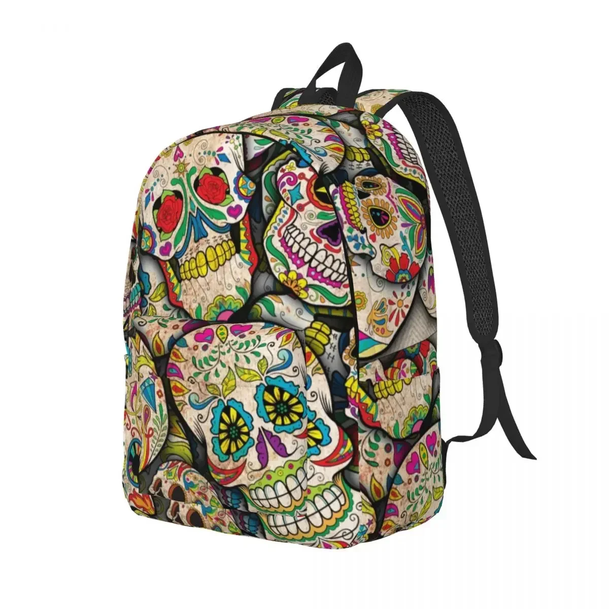 Sugar Skull Collage for Men Women Student School Book Bags Horror Scary Daypack Elementary High College Lightweight