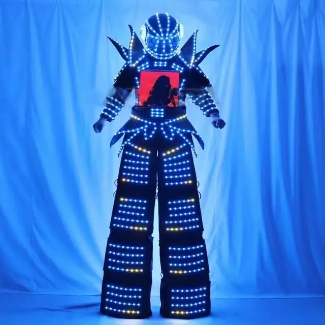 LED Light Costume with Multiple modes DJ Electronic Music Party Show Hot LED Robot Stilts Walker Suit Full Color Pixel