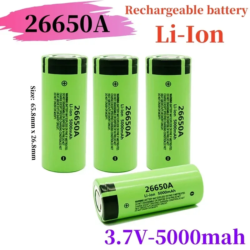 2024New 26650 battery 5000Mah 3.7V 20A lithium-ion rechargeable battery, suitable for 26650 LED flashlights and camera keyboards