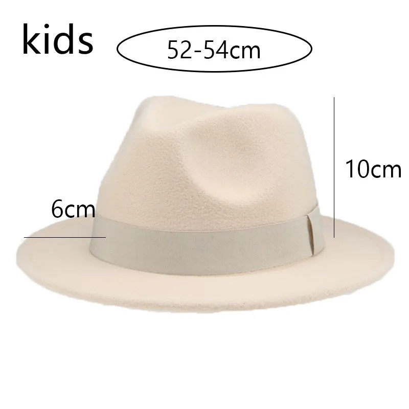 Fedoras Kids Boys Girls Panama Solid Ribbon Band Hats for Women Camel Black Church Wedding Child Kids Hat New Sombreros De Mujer