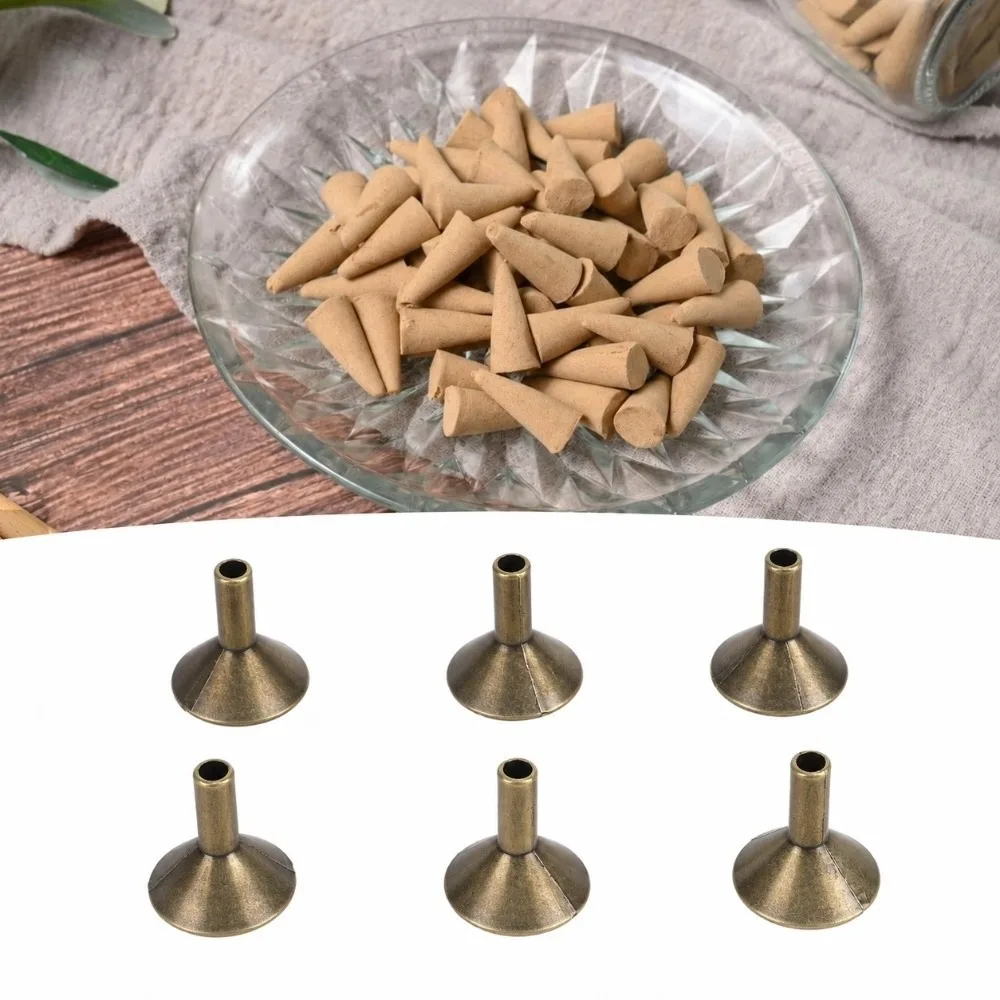 100pcs Alloy Incense Cone Tray Funnel Shape Mini Size Incense Stick Rack 1in Backflow Design Backflow Incense Rack