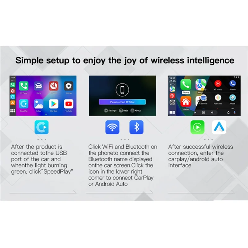 AS95-QCM6115 8Cores Android13 Wireless Carplay Ai Box unterstützt Netflix und Youtube eingebaut für Ford Benz VW Toyota