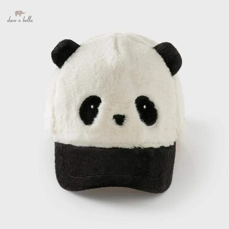 

Dave Bella Boys Ear Protection Winter Autumn Plush Children's Baseball Cap Black White Panda Wide Brim Kids Warmth Hat DB4243604