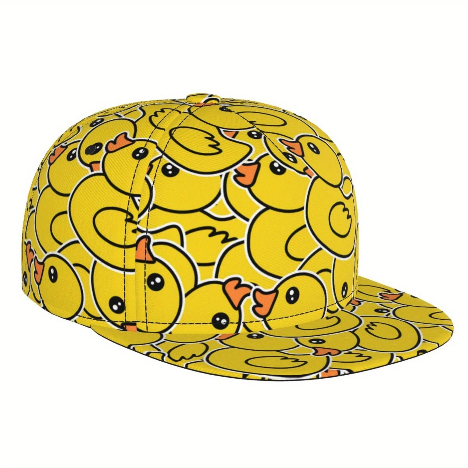 

[Yellow Duck Cap] Lightweight Polyester Adjustable Snapback Cartoon Yellow Duck Baseball Cap | Unisex Summer Beach Trucker Cap,