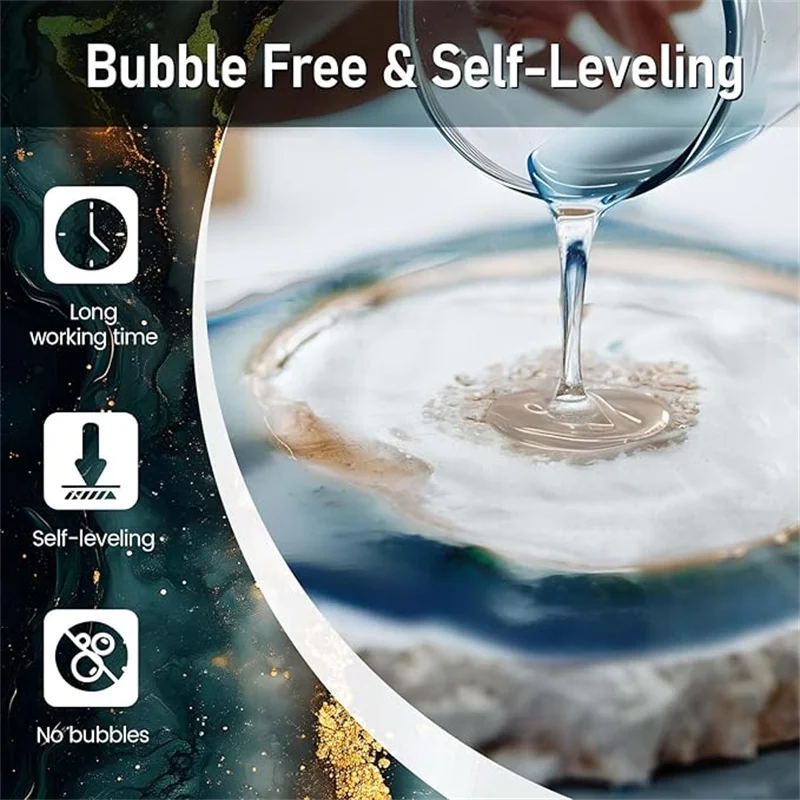 Table Top Epoxy Resin Anti-Yellow Highest Impact Resistance,Ultra Crystal Clear Gloss,Bubble Free,Surface Coat,Tumblers,Wood,DIY