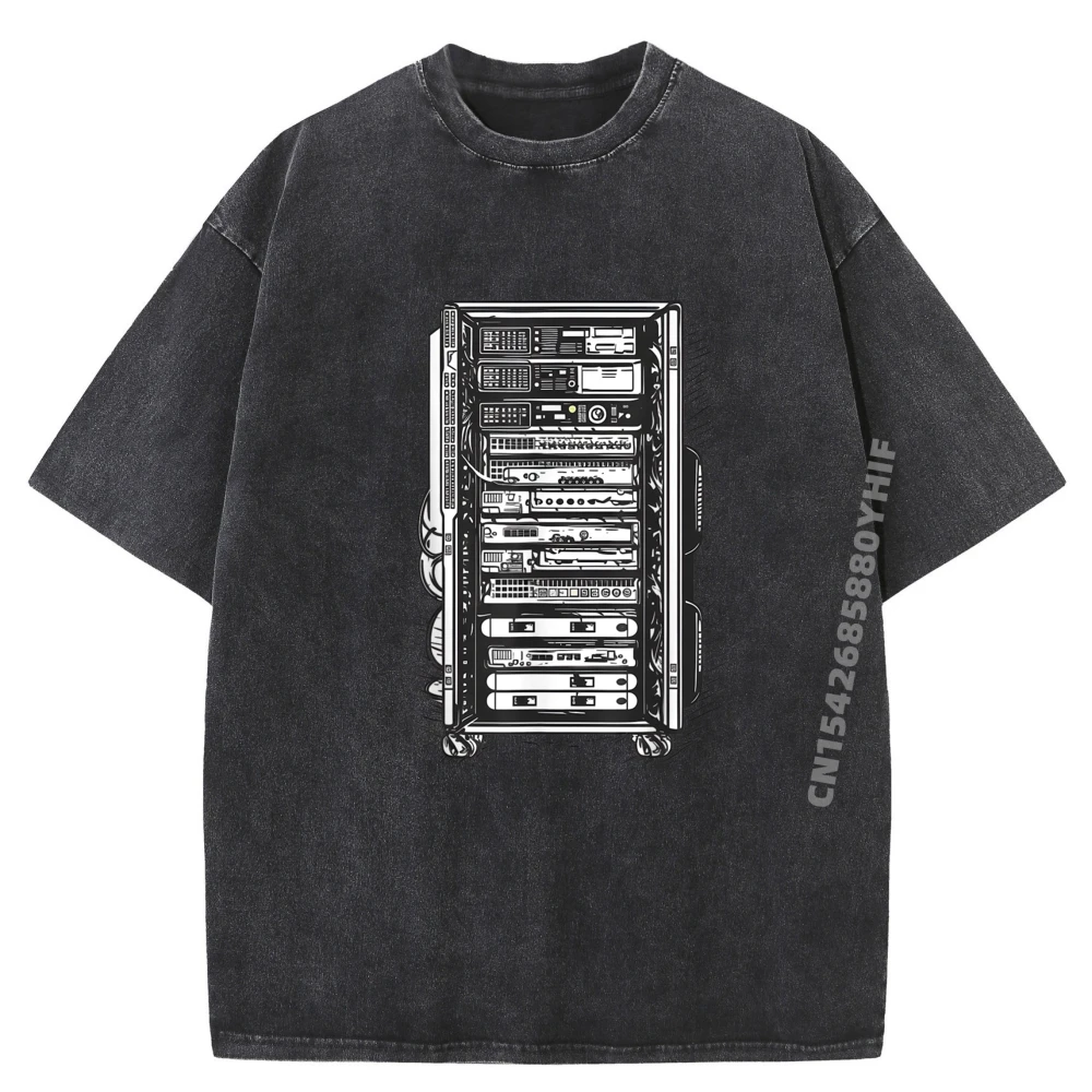 

Computer Server Network Rack Sysadmin Engineer Homelab Mens Graphic Tshirts SOFT Washed Funky T Shirts Leisure