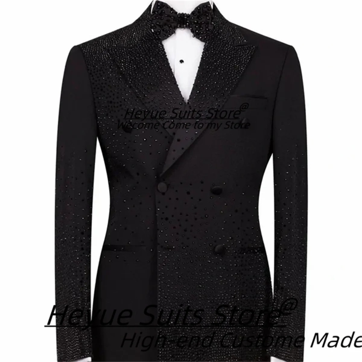 

Formal Party diamond Men Suits Slim Fit Peak Lapel Groom Wedding Tuxedos 2 Pieces Sets Handsome Male Blazers Prom Costume Homme