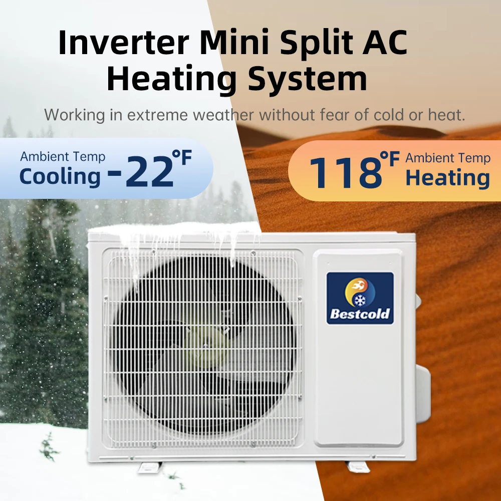 Bestcold 2025 رائجة البيع 50 هرتز العاكس وتشغيل/إيقاف R410a وحدة تيار متردد صغيرة سبليت مكيفات هواء جديدة لغرفة RV سيارة واستخدام الفندق