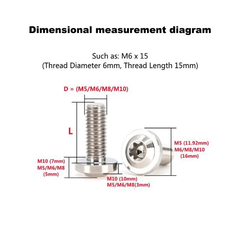 M5-M10 TC4 Titanium Anti-theft Fasteners PVD Coated Flying Disc Head Inner Plum Blossom Screws Motorbike Refit Hardware